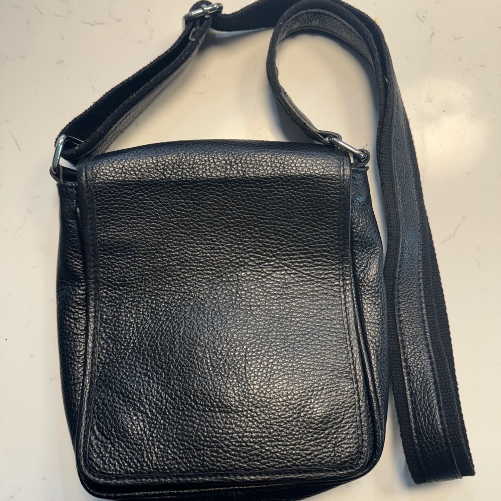 Black Leather Men or Women’s Crossbody Bag